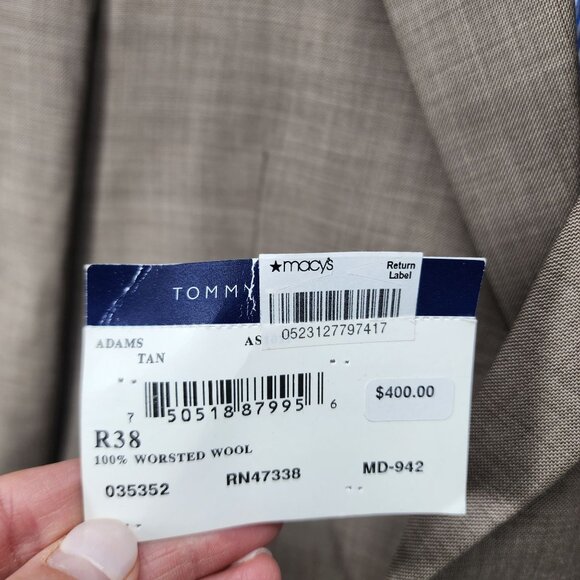 Tommy Hilfiger Mens Tan Light Brown Wool Blazer Size R38 2-Button Jacket Pockets - Picture 4 of 8